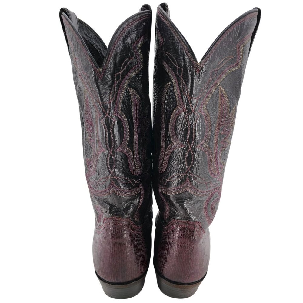 Mens 12D Burgundy Vintage Exotic Lizard Justin Cowboy Boots Lizard Western CBC - Picture 7 of 15